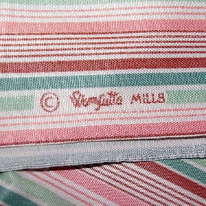 Vintage Striped Shirting. Polished Cotton poly blend , Wamsutter Mills,  Striped Shades of green,peach, rust.  High Quality Fabric. BTY