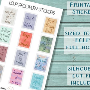 Herstelafdrukbare stickers voor je Big Book, AA-slogans, quotes in 12 stappen, nvt of oa, formaat voor ECLP Full Boxes, download print en knip nu