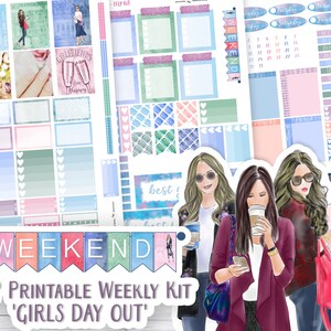 Vertical Planner Kit featuring ladies on a day out. For a hen night or a girls work outing for Xmas etc. Printable Stickers, designed in UK