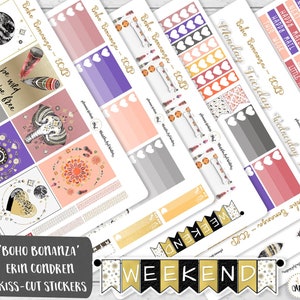 Boho Sticker Kit, Indian Themed Planner Stickers, ECLP Ethnic Planner Set, Moroccan Style Stickers, Feather Decals, Journal Deco