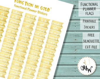 Funktionella guldklistermärken | UTSKRIVBARA Plannerflaggor | Guldplannerflaggor | TN guldklistermärken | Funktionella Plannerflaggor | Condren-flaggor