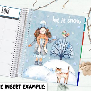 PRINTABLE Planner Insert | Winter Planner Dashboard to fit Erin Condren | ECLP + Mambi Printable Dashboard | Snow Scene Cute Cat Dashboard