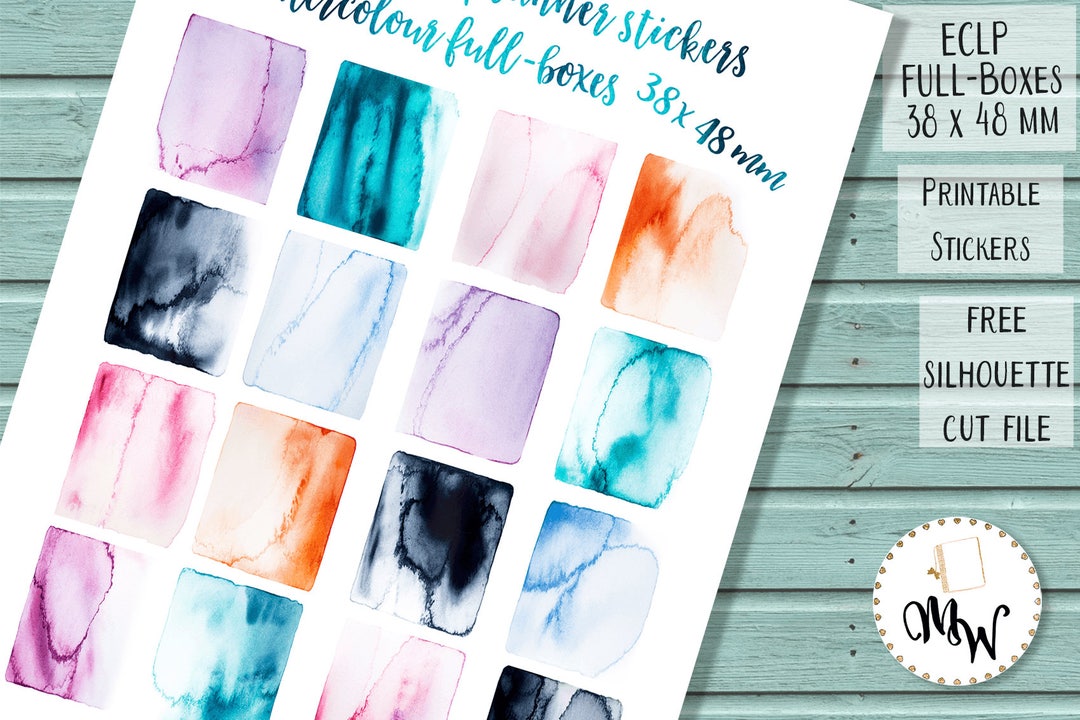 Full Box Watercolour PRINTABLE Stickers Sized for Erin Condren ...