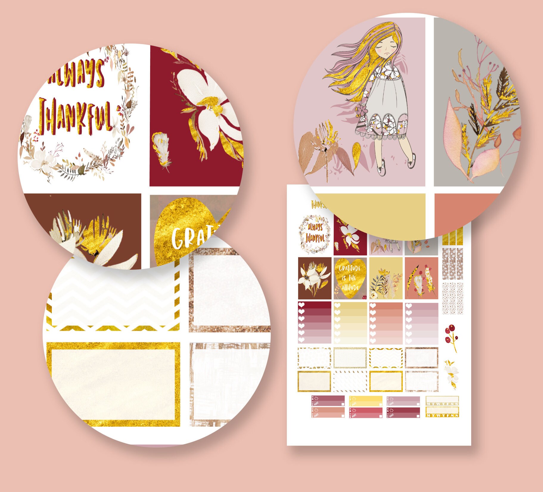 Erin Condren Vertical Gold Sticker Kit | PRINTABLE Planner Stickers ...