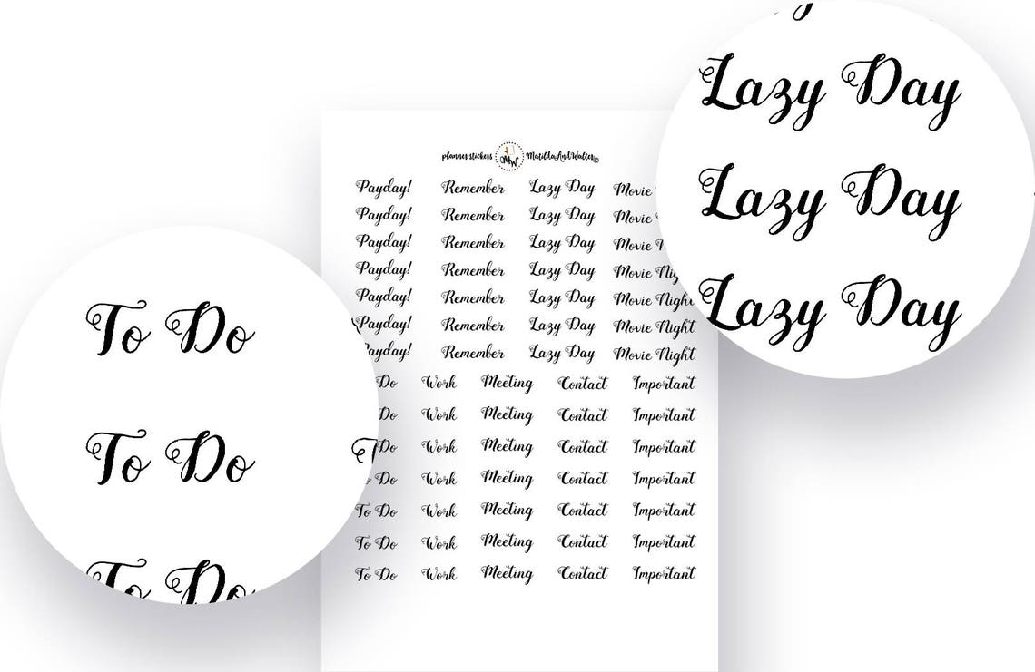Functional Script Stickers, PRINTABLE Planner Stickers, Create 365 ...