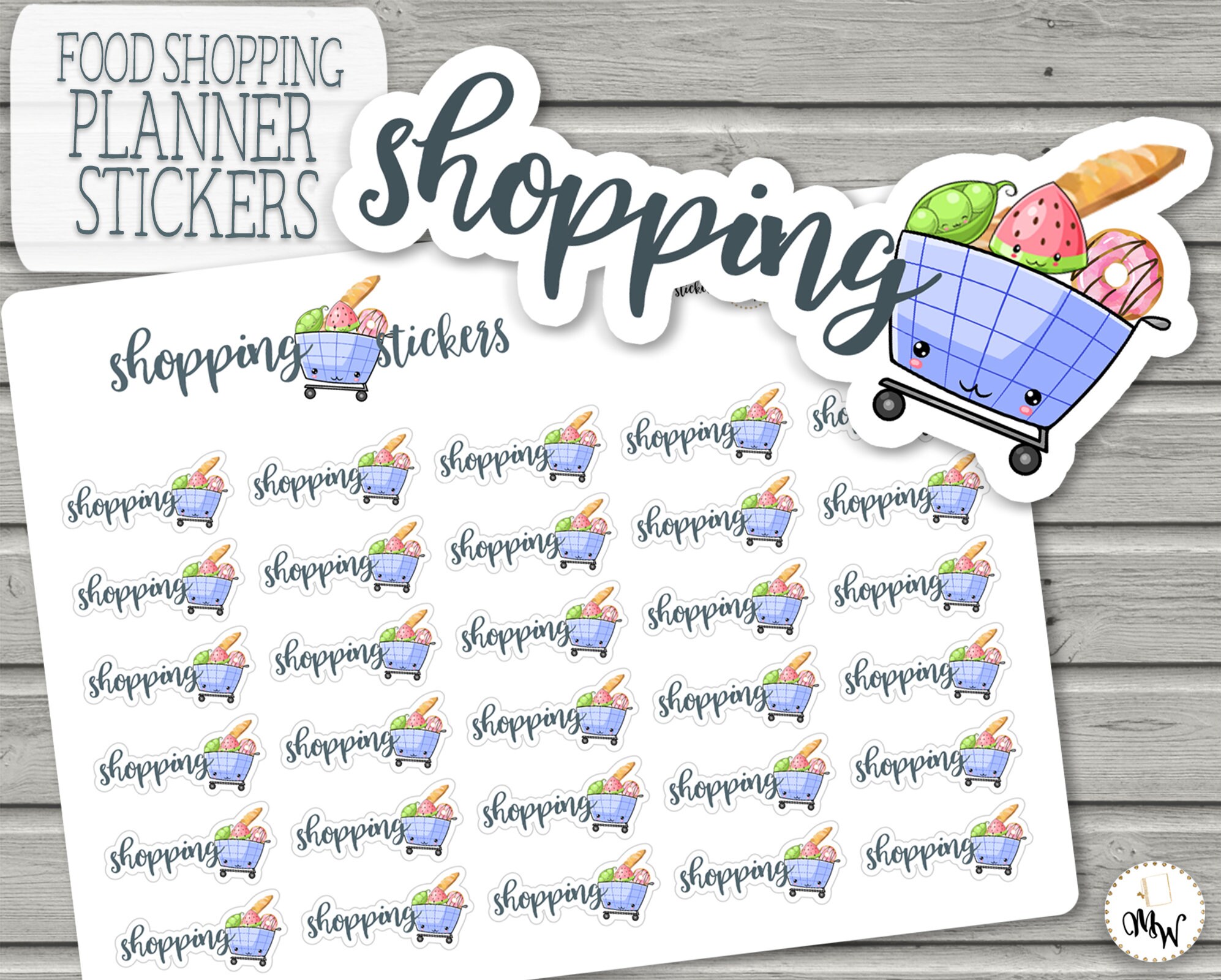 Stickers Journal Stickers GROCERY CARTS Cute Stickers Shopping Stickers