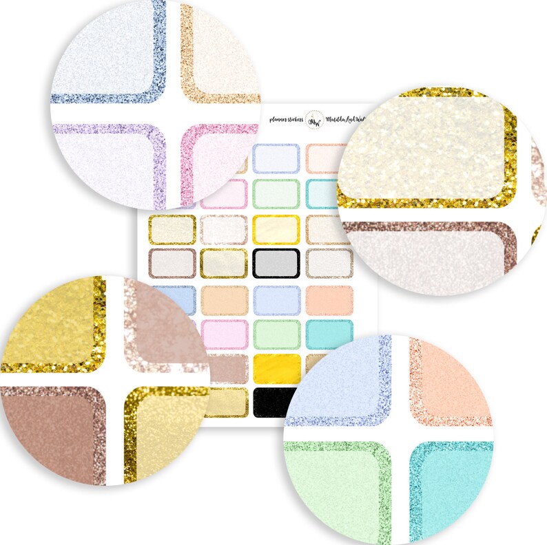 Half Box Stickers | PRINTABLE Erin Condren Sparkle Stickers | Gold ...