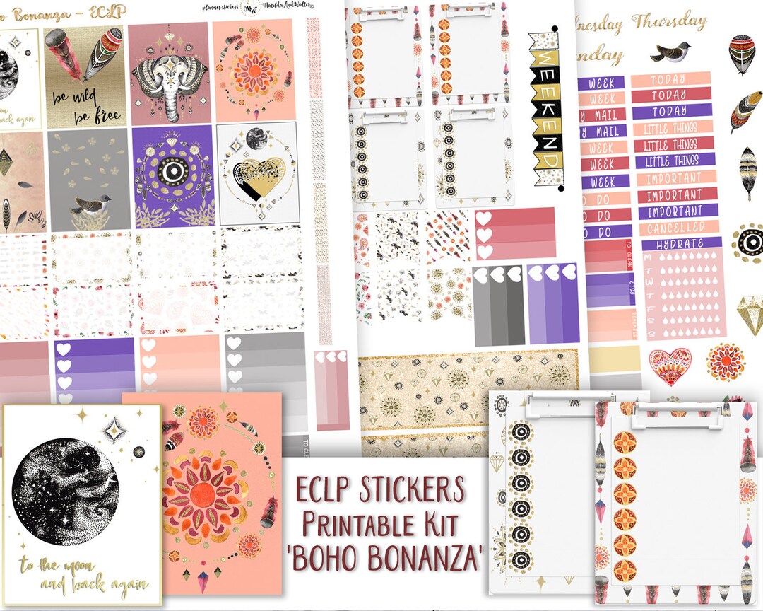 Boho Ethnic Planner Stickers to Fit ECLP Vertical | Weekly Sticker Kit ...