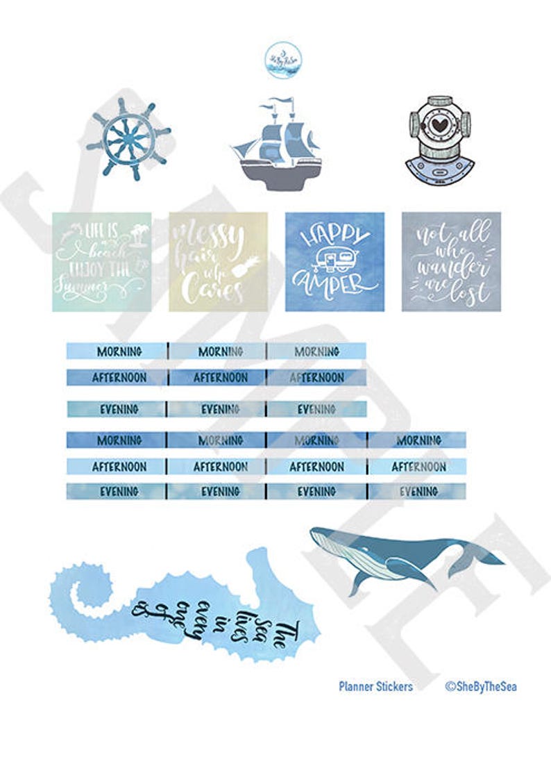Coastal Mambi Stickers Happy Planner Weekly Kit Create 365 | Etsy