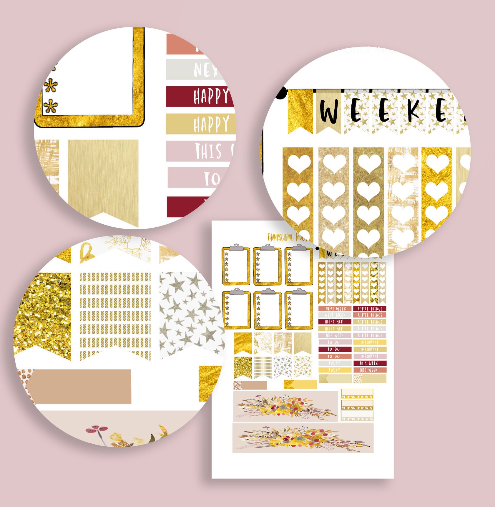 Erin Condren Vertical Gold Sticker Kit | PRINTABLE Planner Stickers ...