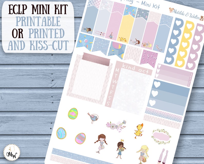 Mini Planner Kit in pastel colours Cute Planner Girls with eggs /& rabbits Easter Mini Sticker Kit to fit Erin Condren or Happy Planner