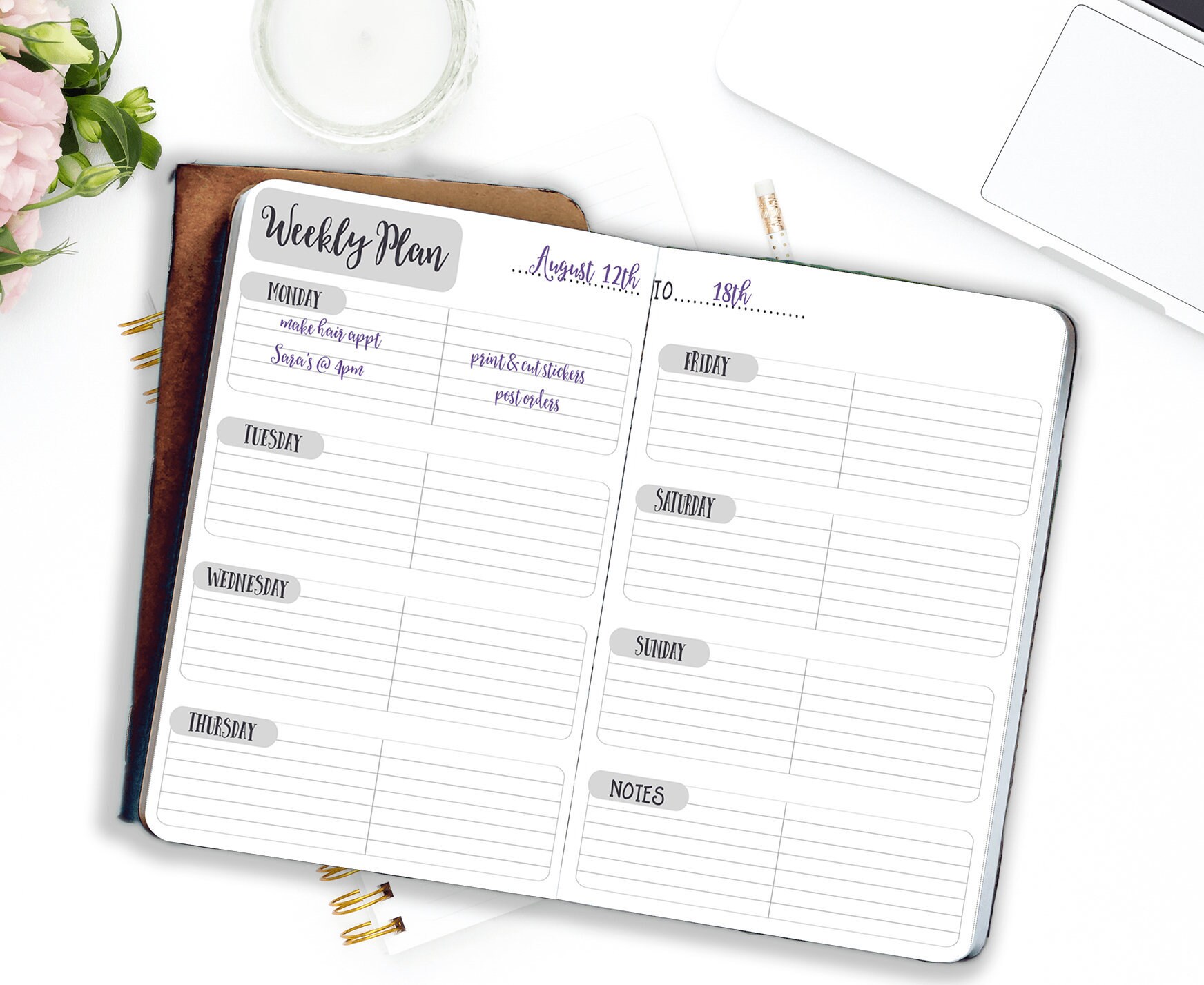B6 Weekly Inserts Printable Weeks Plan A6 and B6 Instant - Etsy UK