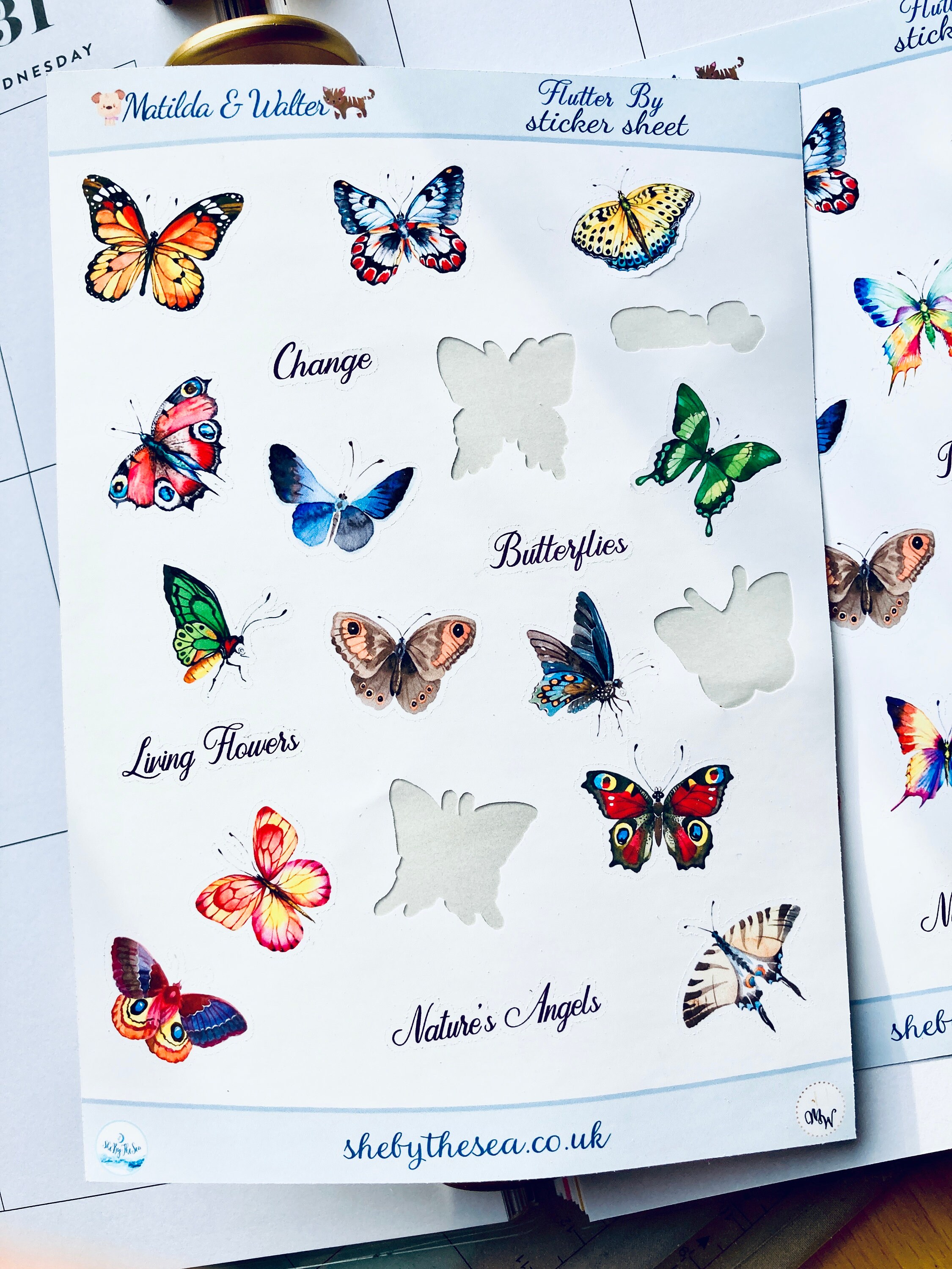 Handmade Butterfly Stickers Sheet | Mini Nature Stickers | Butterflies ...