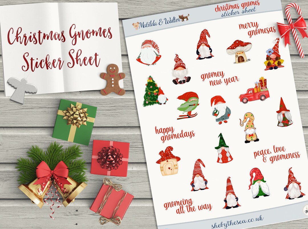 Christmas Gnomes Mini Stickers for Planner Decor Journals, Gnome ...