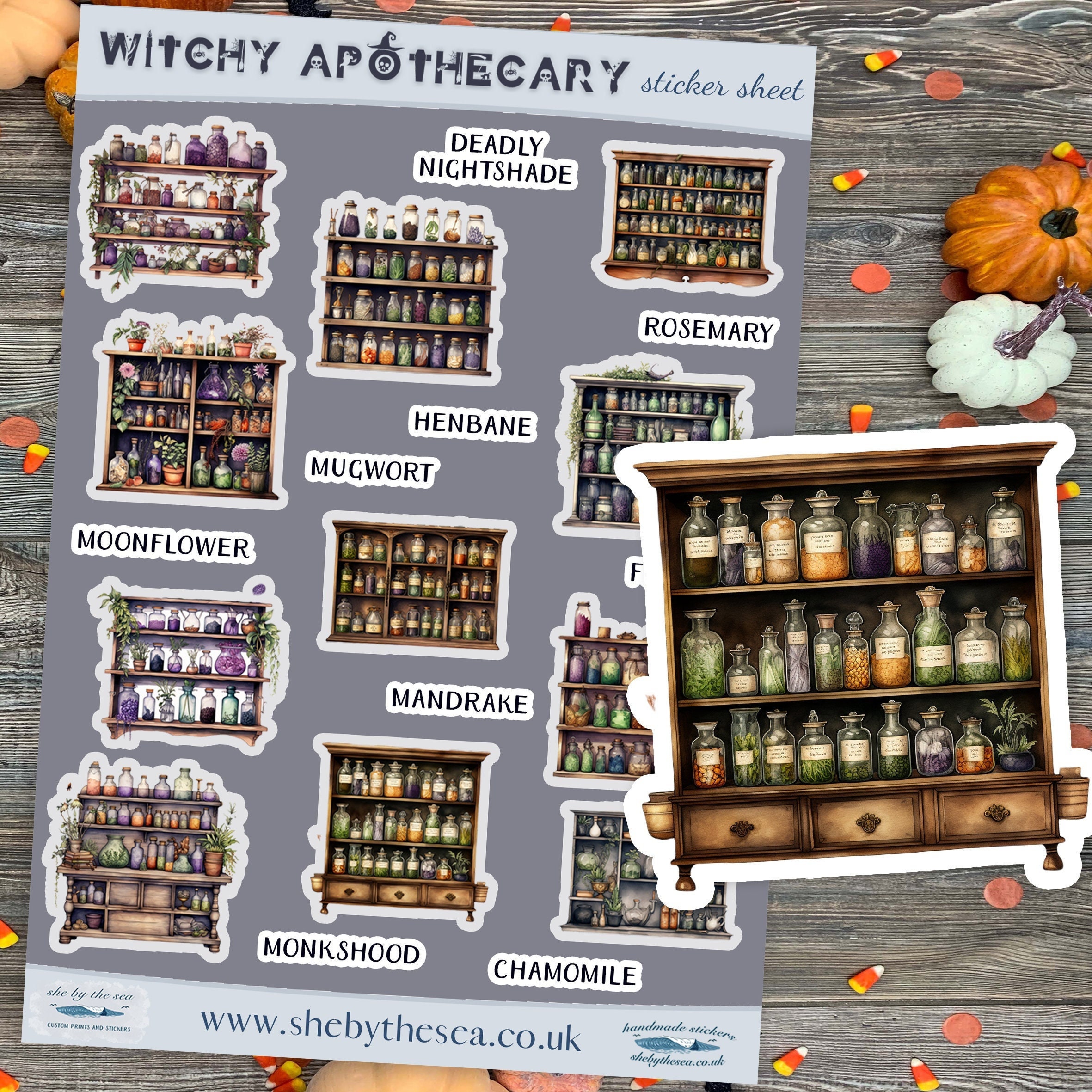 Mini Witch Stickers of Apothecary Cabinets, Text Stickers of Witchcraft ...