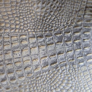 Crème, grijs, goudkleurig krokodillenleer met reliëf, echt rundleer (2,5 x 33 cm)