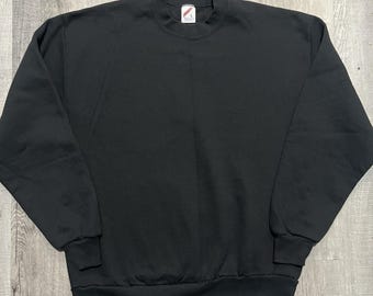 VTG Jerzees Blank Black Crewneck Sweatshirt USA Essential Pull Over 90s Large