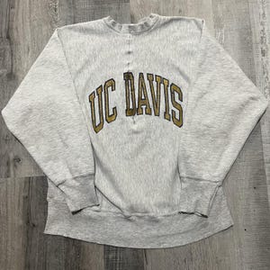 VTG 1980s Champion Reverse Weave UC Davis California Grey College Sweatshirt