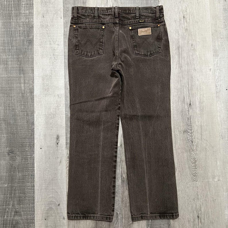 VTG Wrangler Brown Denim Mens Cowboy Jeans 936KCL Straight Leg Faded Y2K 35 image 2