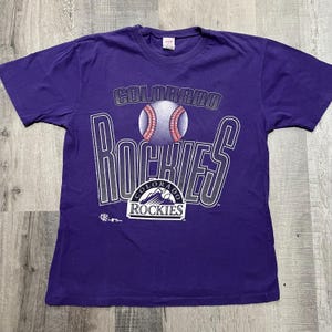 VTG Colorado Rockies T Shirt 1994 MLB Big Graphic Purple 90s Denver Baseball L