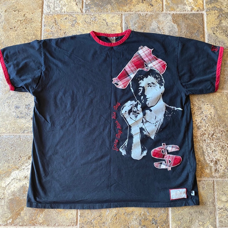 Vintage SCARFACE Every Dog Has His Day Plaid 3X Hip Hop Movie T-Shirt
