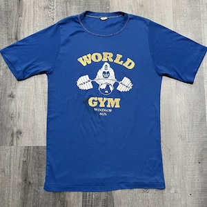 VTG World Gym T Shirt 70s/80s RARE Windsor Australia Bodybuilding Weightlifting