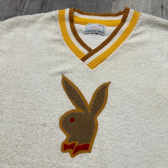 Vintage 1970s Playboy White Terry Cloth Stitched Short