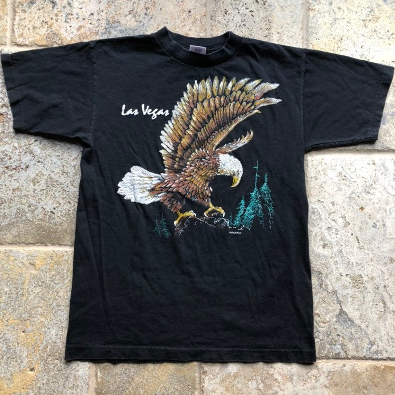 Vintage Las Vegas Big Graphic American Bald Eagle T Shirt