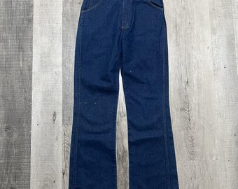 VTG Women's Dark Wash Western Boot Cut Denim Jeans USA Cowgirl 70s/80s Fit 29"
