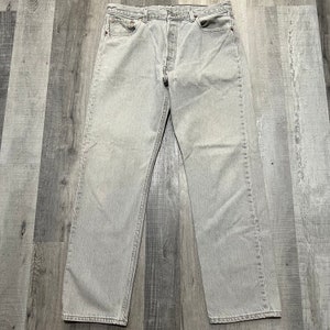 Vintage Levis 501 Grey Straight Leg Regular Fit 90s Rocker Grunge USA Jeans