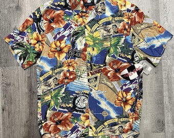 VTG Jams World NWT Malcom Smith Baja Motorcycle Rayon Hawaiian Shirt RARE Sz M