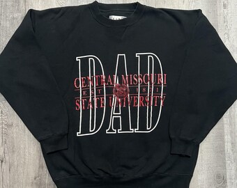 VTG Central Missouri State University DAD 90s Black College Sweatshirt Size L