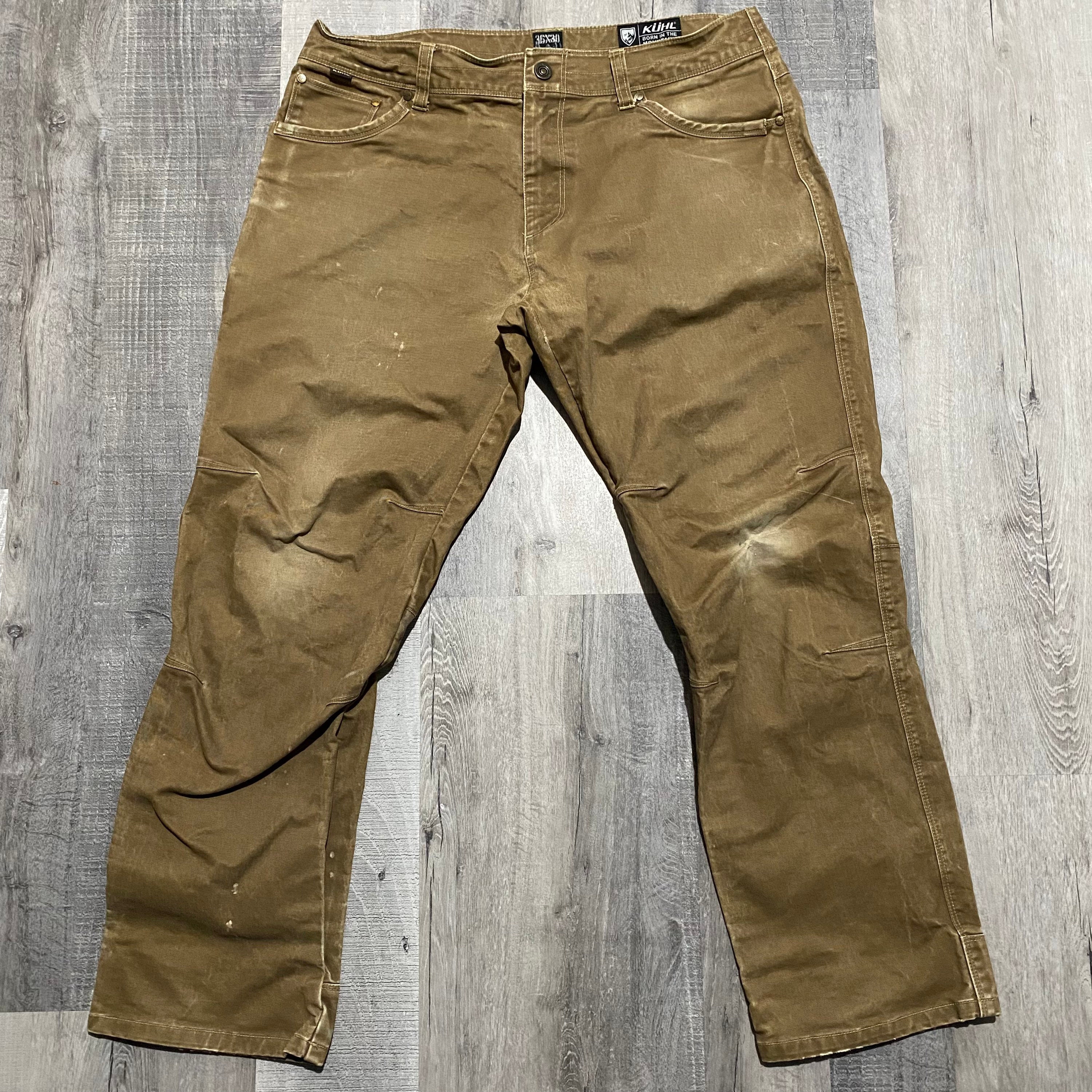 KUHL Rydr Brown Hiking Pants Mens Size 36x30 Canvas Vintage Patina Dye  Carpenter 