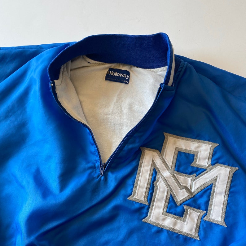 Vintage Holloway Chalk line Style College FraternitySorority 80s Pull Over Jacket