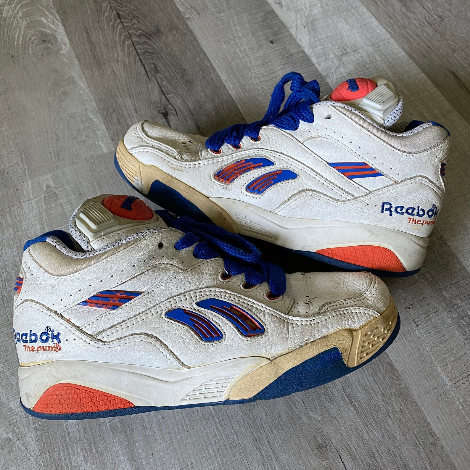 Vintage Reebok The Pump 80s/90s Orange Blue Basketball Etsy
