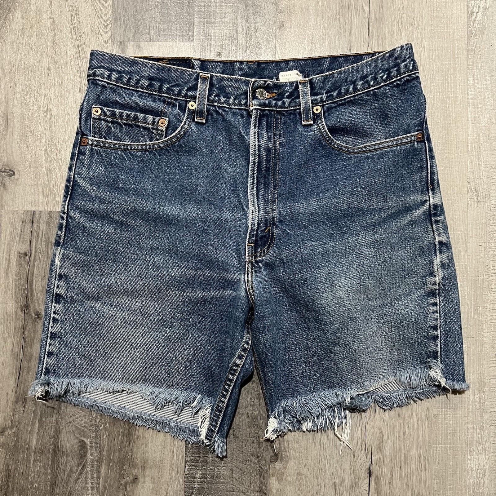 VTG Levis Cut Off Shorts USA 517 Frayed 90s Faded Denim Jorts 7.5 Inseam Mens 34
