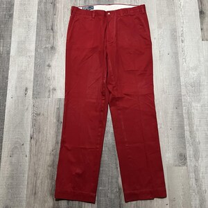 POLO RALPH LAUREN Suffield Pants Vintage 90s Red Chino Preppy Cotton Trousers 35