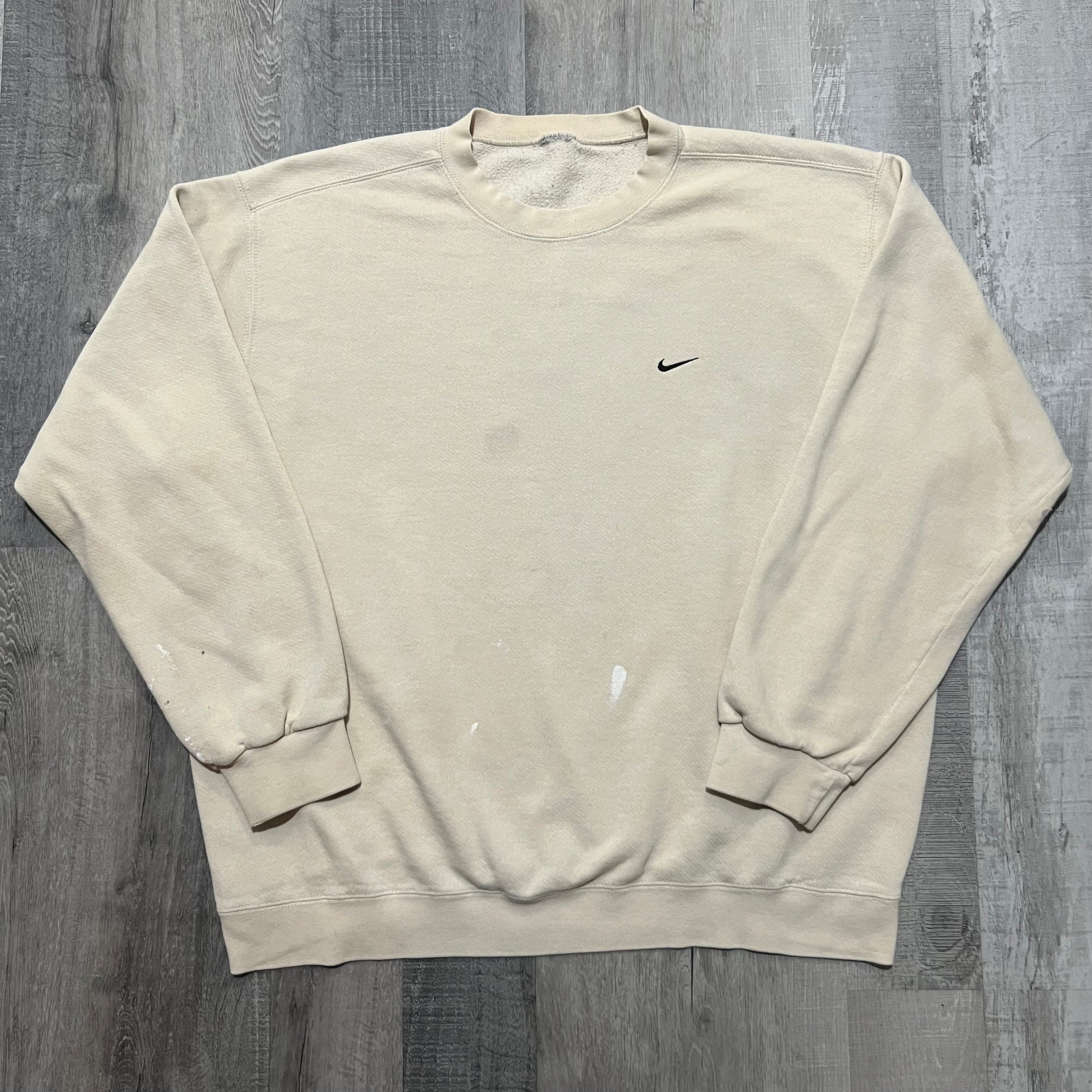 Vintage Y2K Nike Mini Swoosh Sweatshirt Men XL Beige Tan Crewneck Cream Khaki Etsy