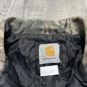 VTG Carhartt J63 MOT Jacket 90s Mossy Oak Camo Treestand Camouflage Mens L image 6