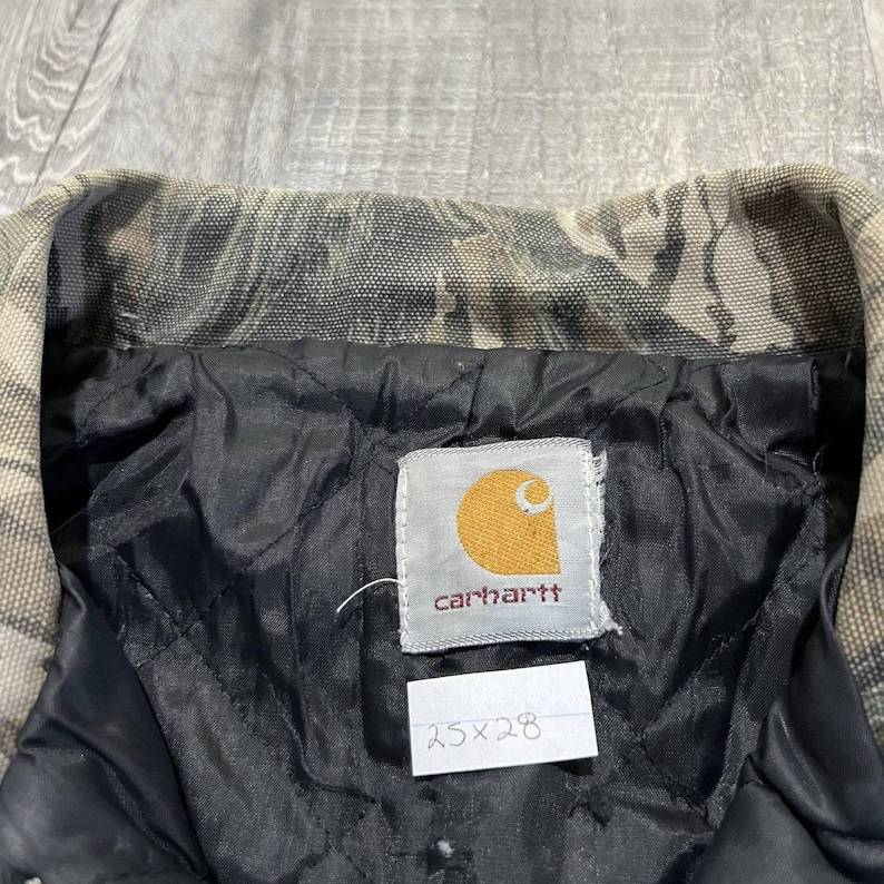 VTG Carhartt J63 MOT Jacket 90s Mossy Oak Camo Treestand Camouflage Mens L image 6