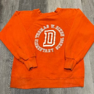 VTG Thomas W. Dixon Orange 70s Raglan Cut Virginia Elementary School Sweatshirt