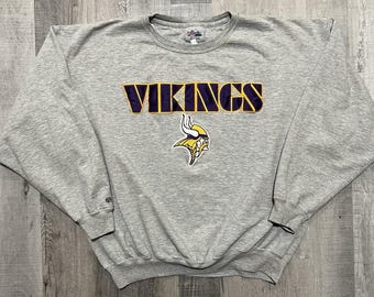 VTG Minneota Vikings Sweatshirt Grey Heavy Cotton NFL Football 90s Y2K Size 2XL