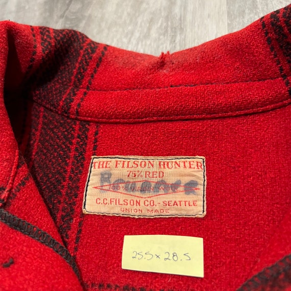 VTG The Filson Hunter 40s/50s Red Plaid Wool Crui… - image 8