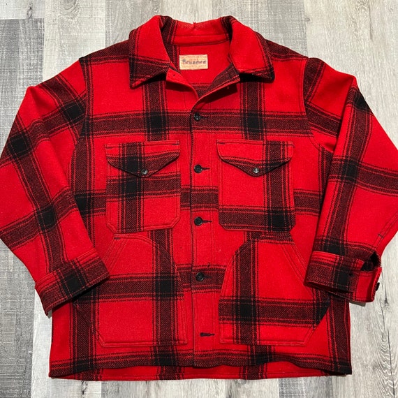VTG the Filson Hunter 40s/50s Red Plaid Wool Cruiser D Pocket 