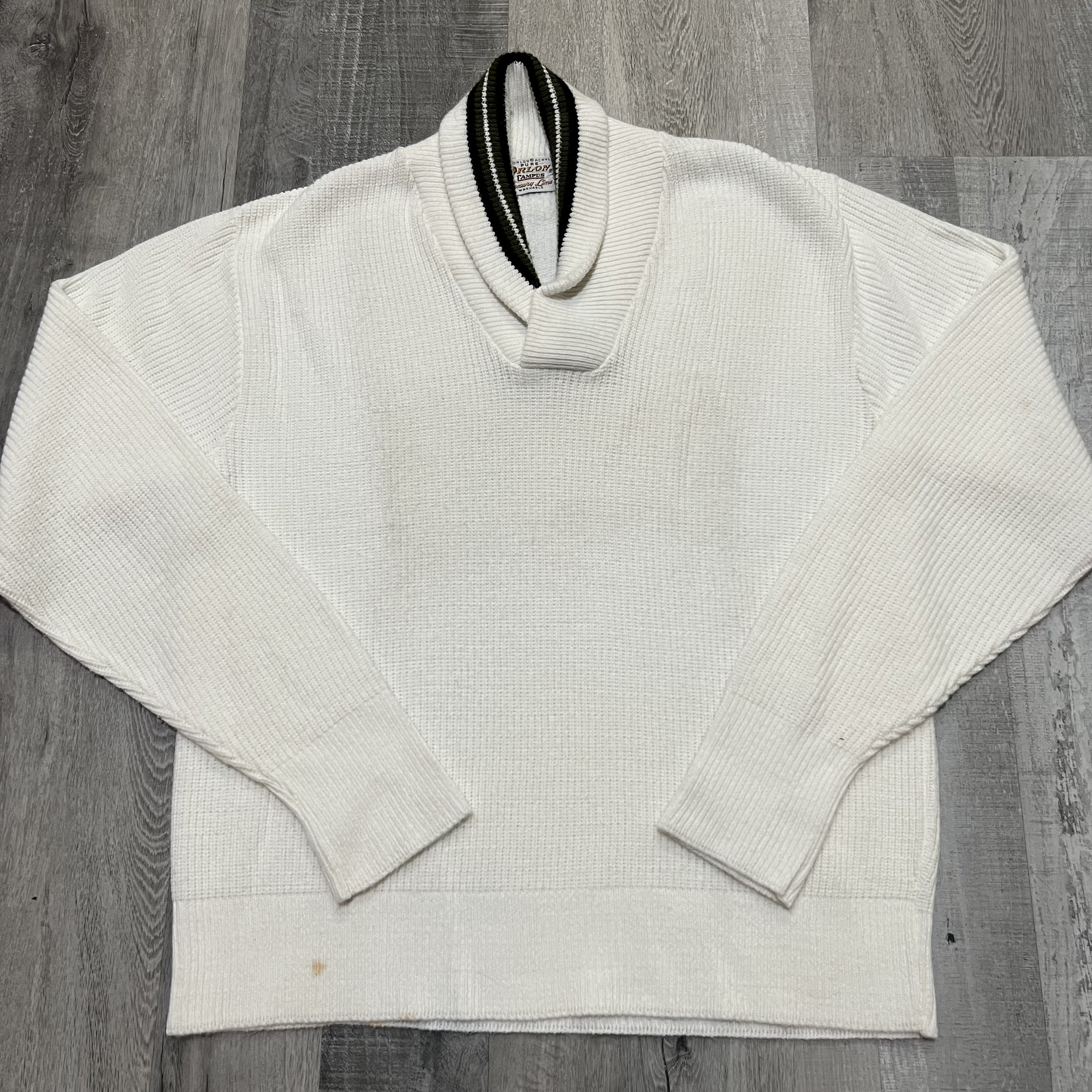 トップス 60s Campus shawl collar Wool Knit US USA Vintage CAMPUS Orlon Acrylic Luxury Line Shawl Collar 60s/70s