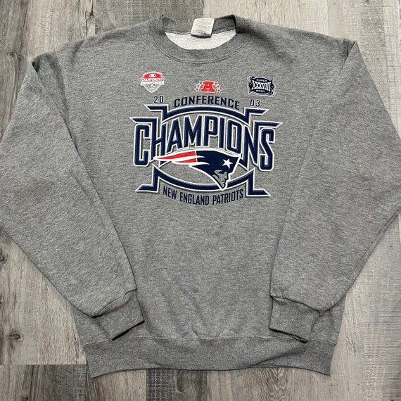 VTG New England Patriots AFC Champions Grey 2003 NFL Football Sweatshirt Etsy