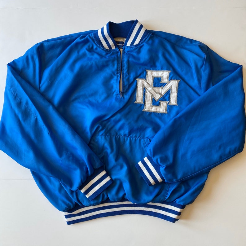 Vintage Holloway Chalk line Style College FraternitySorority 80s Pull Over Jacket