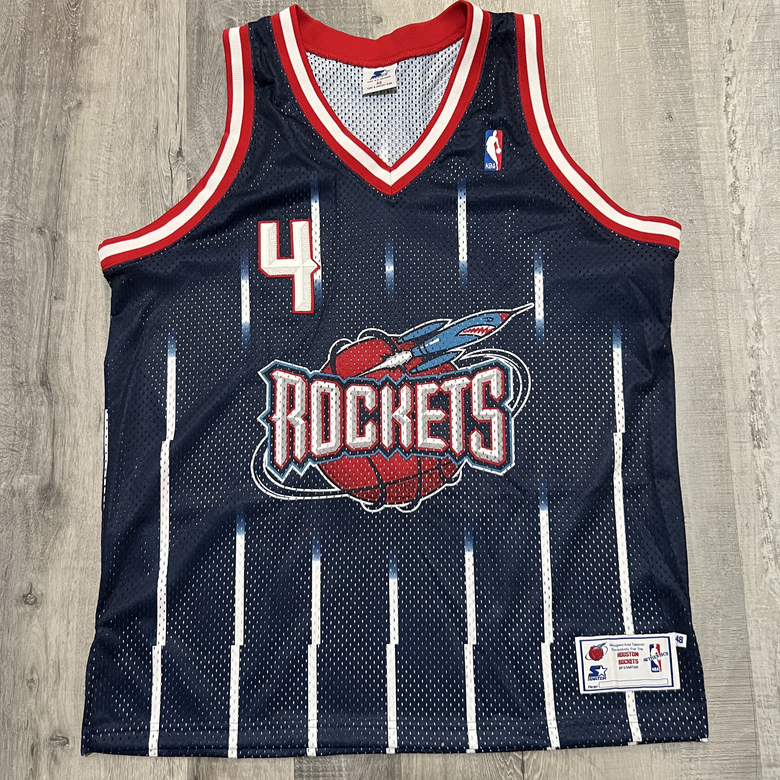 NEW Reebok NBA Houston Rockets Jersey Mens XL Blue Pinstripe