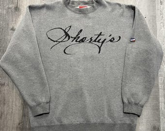 VTG Shortys Skateboards Grey 90s Script Skater Crewneck Pull Over Sweatshirt M