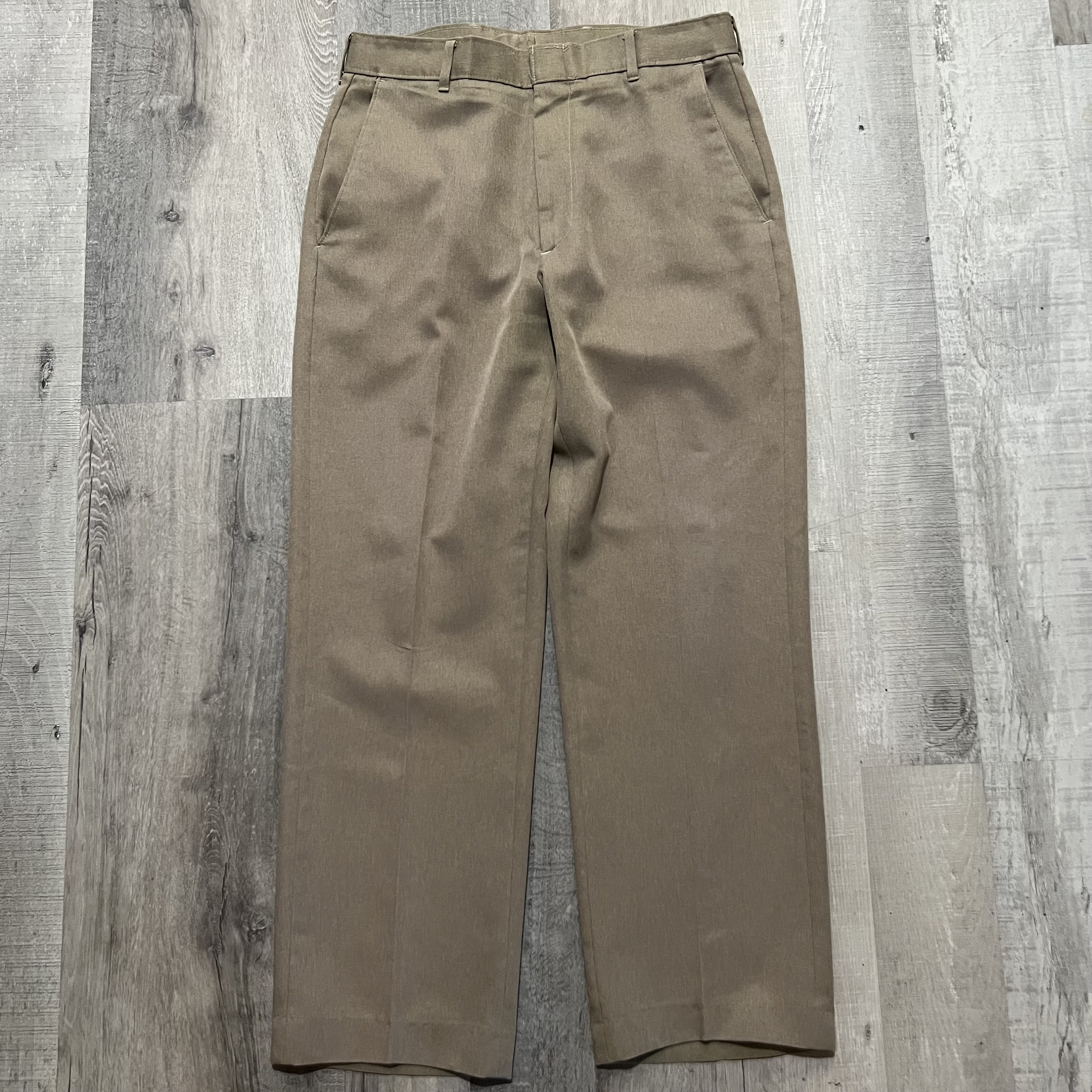 VTG 80s Levis Action Slacks Beige Dacron Polyester Straight